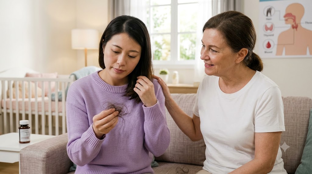 华人产后脱发什么时候能恢复？产后脱发与 甲状腺、缺铁 的关系